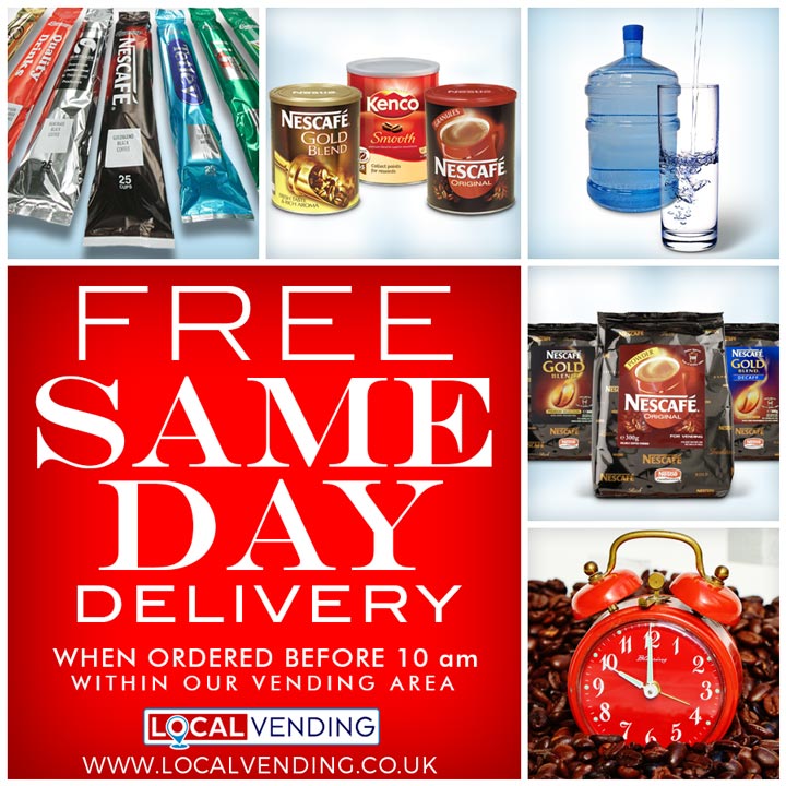 Same day delivery vending supplies